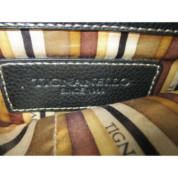 Tignanello Beige Cream Color-blocked Shoulder Bag Black Adjustable Strap - Picture 5 of 8